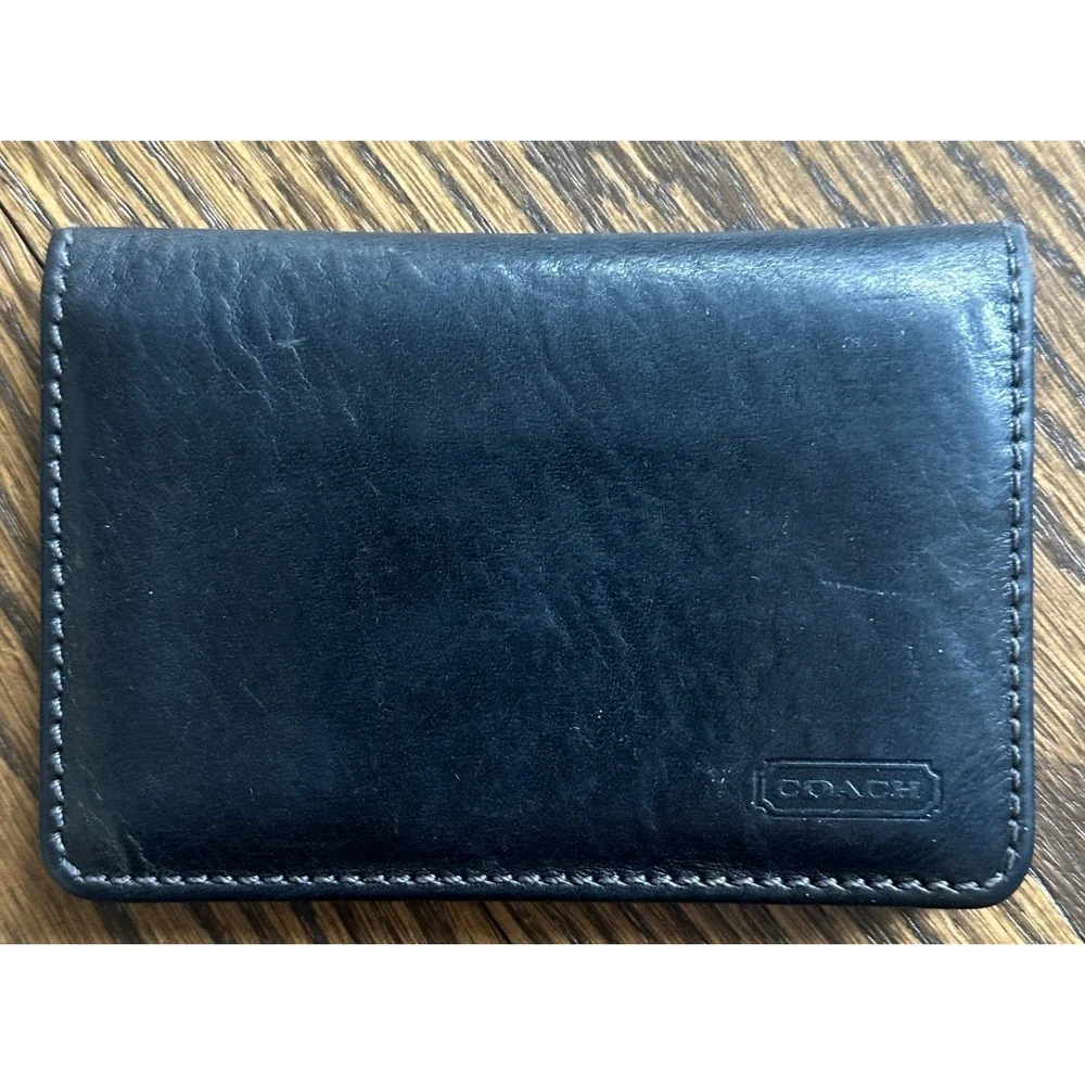 Vintage COACH Bifold Leather Wallet Black Mens Classic Leather Spain